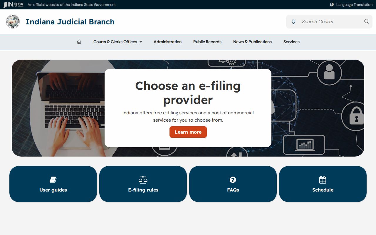 Lawrence County civil docket Indiana e-filing guidance