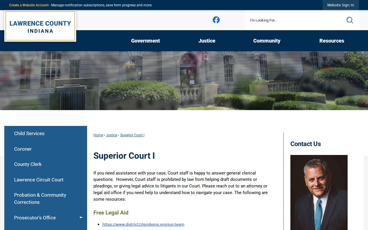 Lawrence County criminal court docket contact for Superior Court I
