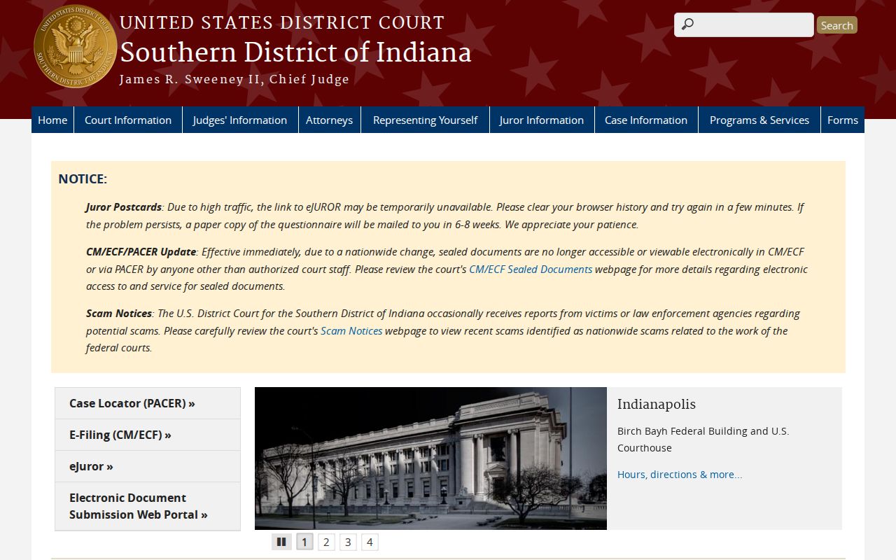 Southern District of Indiana federal court entry point